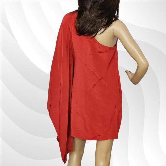 2/$50 NWOT Jay Godfrey Red Off-Shoulder Mini Dress Size 2 | Bold & Chic - Picture 2 of 5